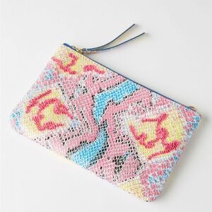 Anthropologie Sequined Snake-Printed Clutch